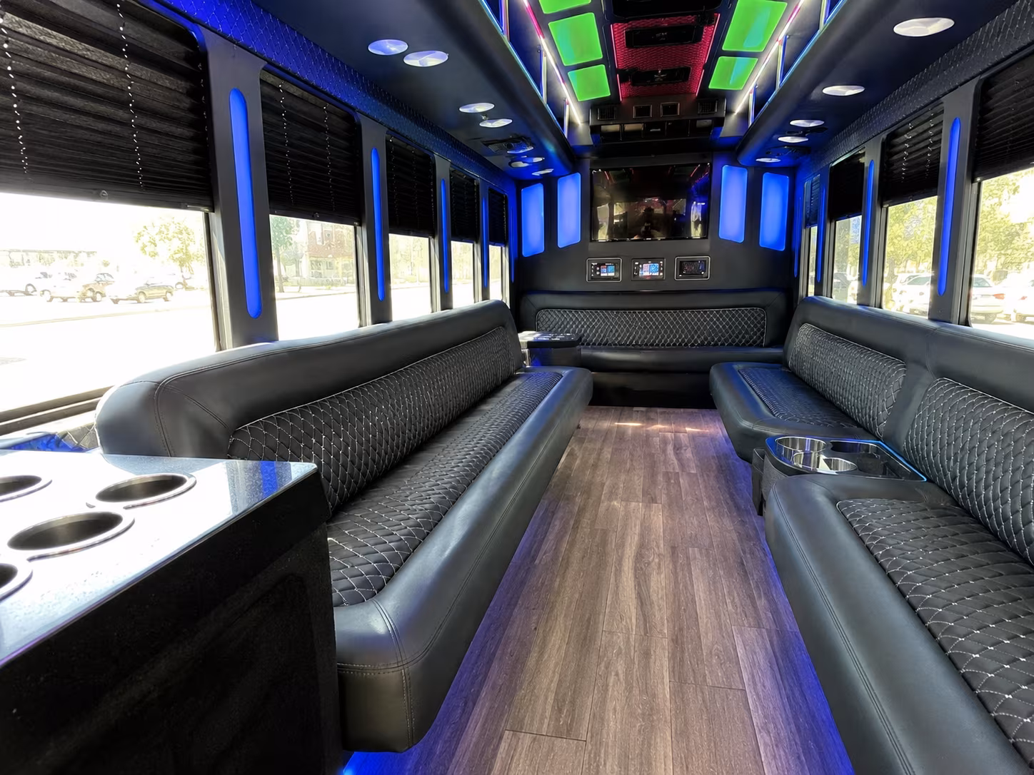 st george 15 passenger party bus inside