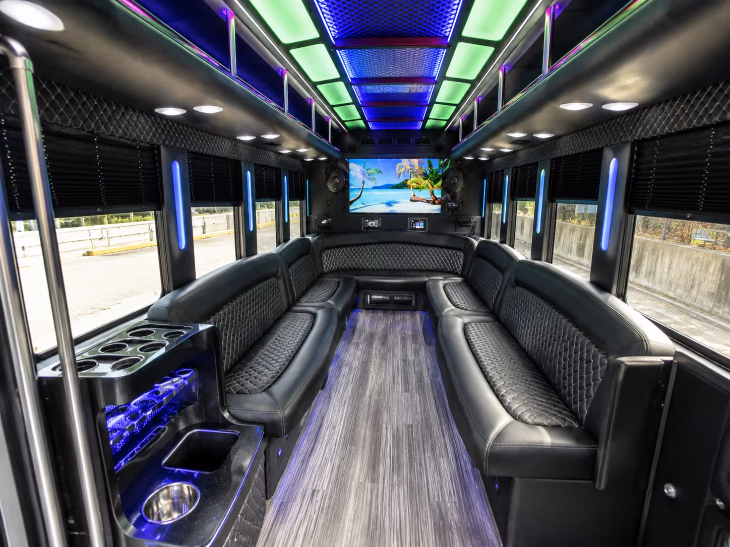 st george 18 passenger party bus inside