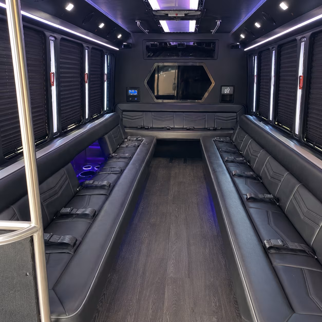 st george 18 passenger party bus interior