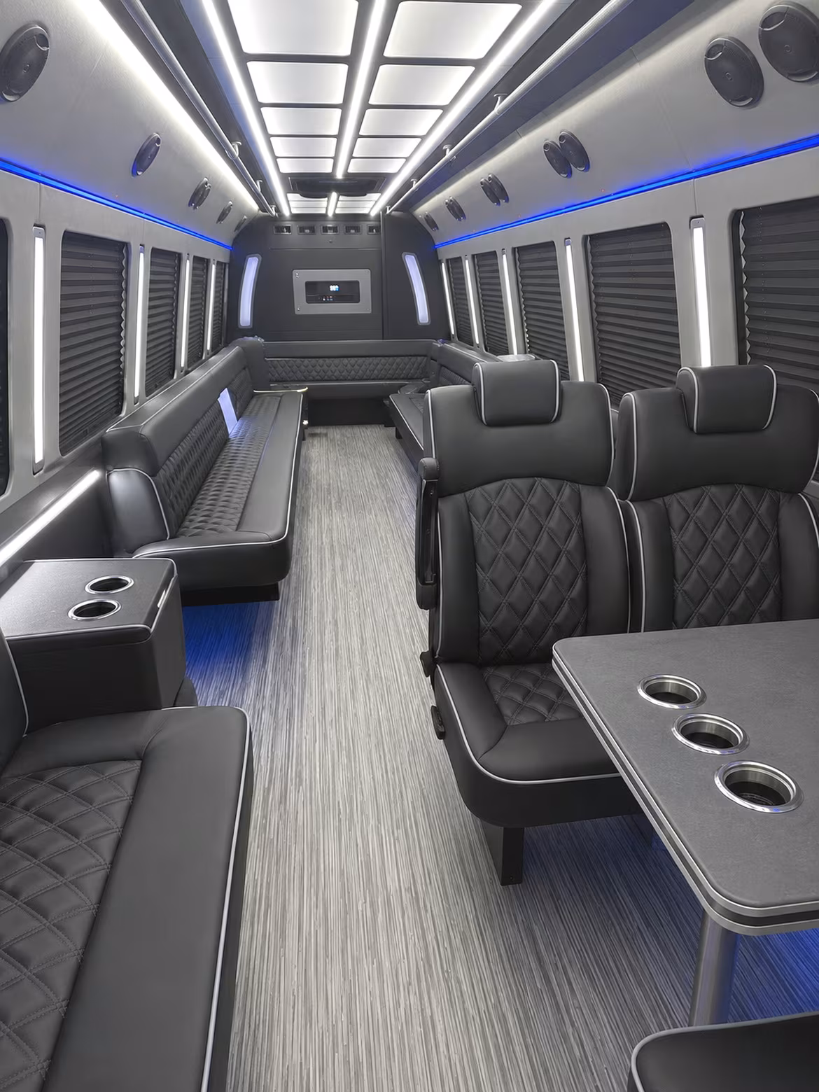 st george 25 passenger party bus inside