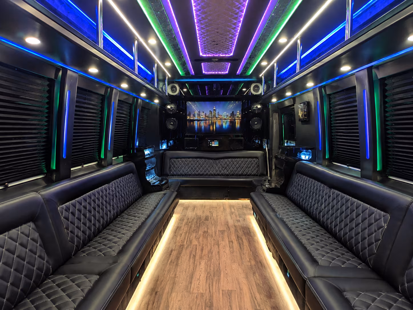 st george 25 passenger party bus interior