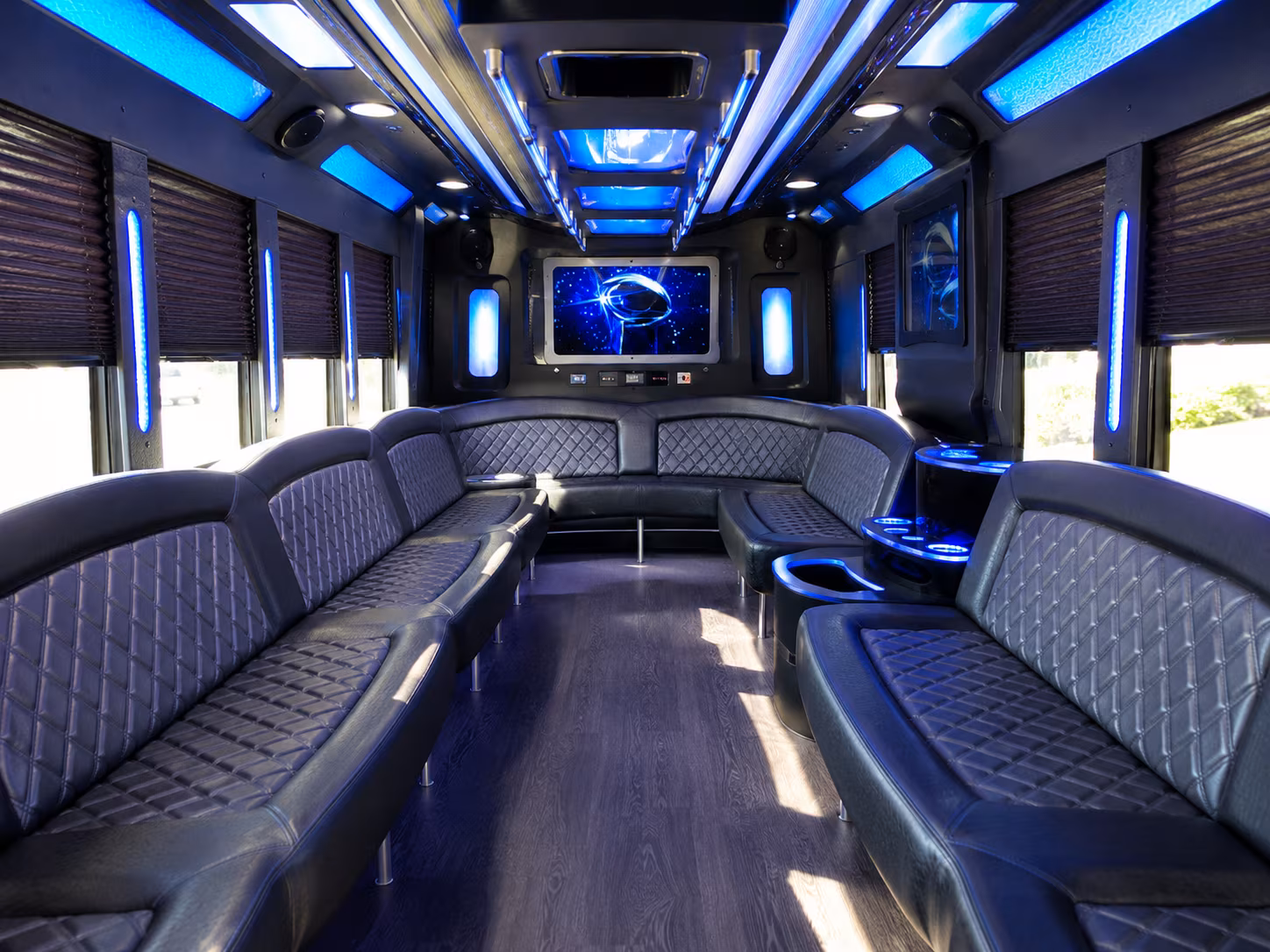 st george 28 passenger party bus inside