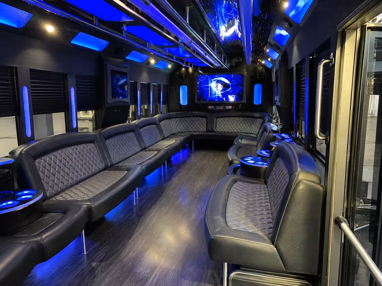 st george 28 passenger party bus interior