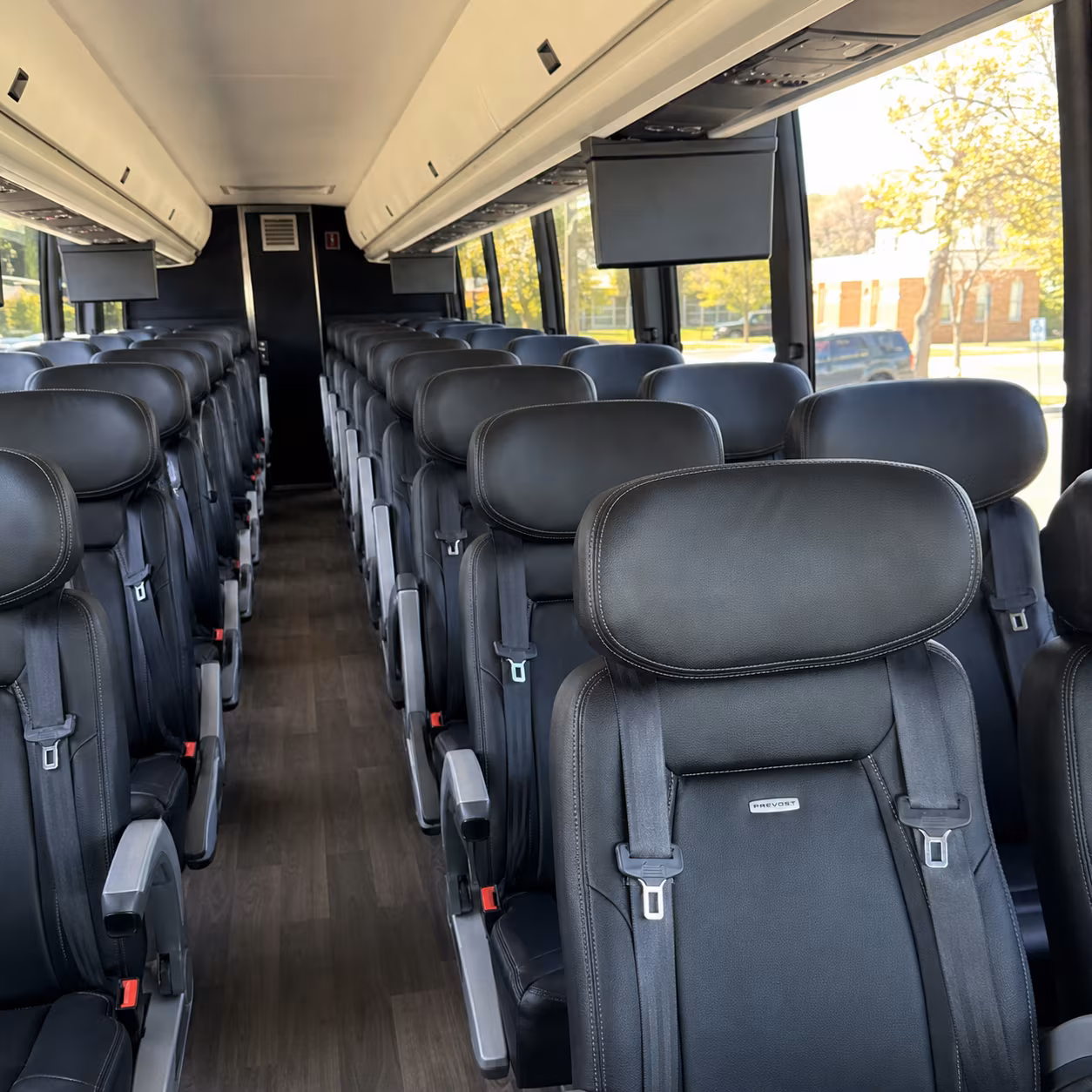 st george 45 passenger charter bus inside